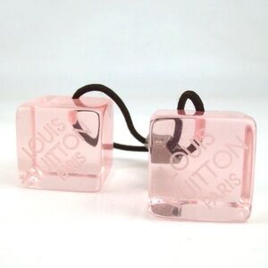 LOUIS VUITTON Lucite Cube Hair Tie Pink ‘Louis Vuitton Paris’ Dust Bag Included